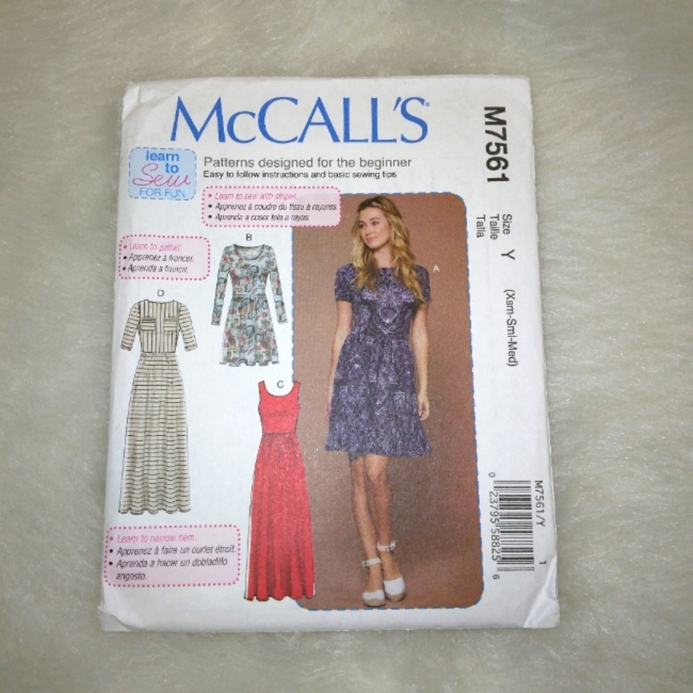 MCCALL'S M7561 Sz XS-S-M Misses  Close Fitting Pullover Dress, Learn to …